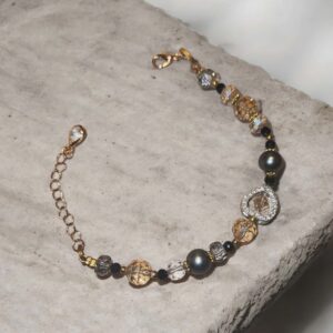 Armband Goud Blauw Glaskralen