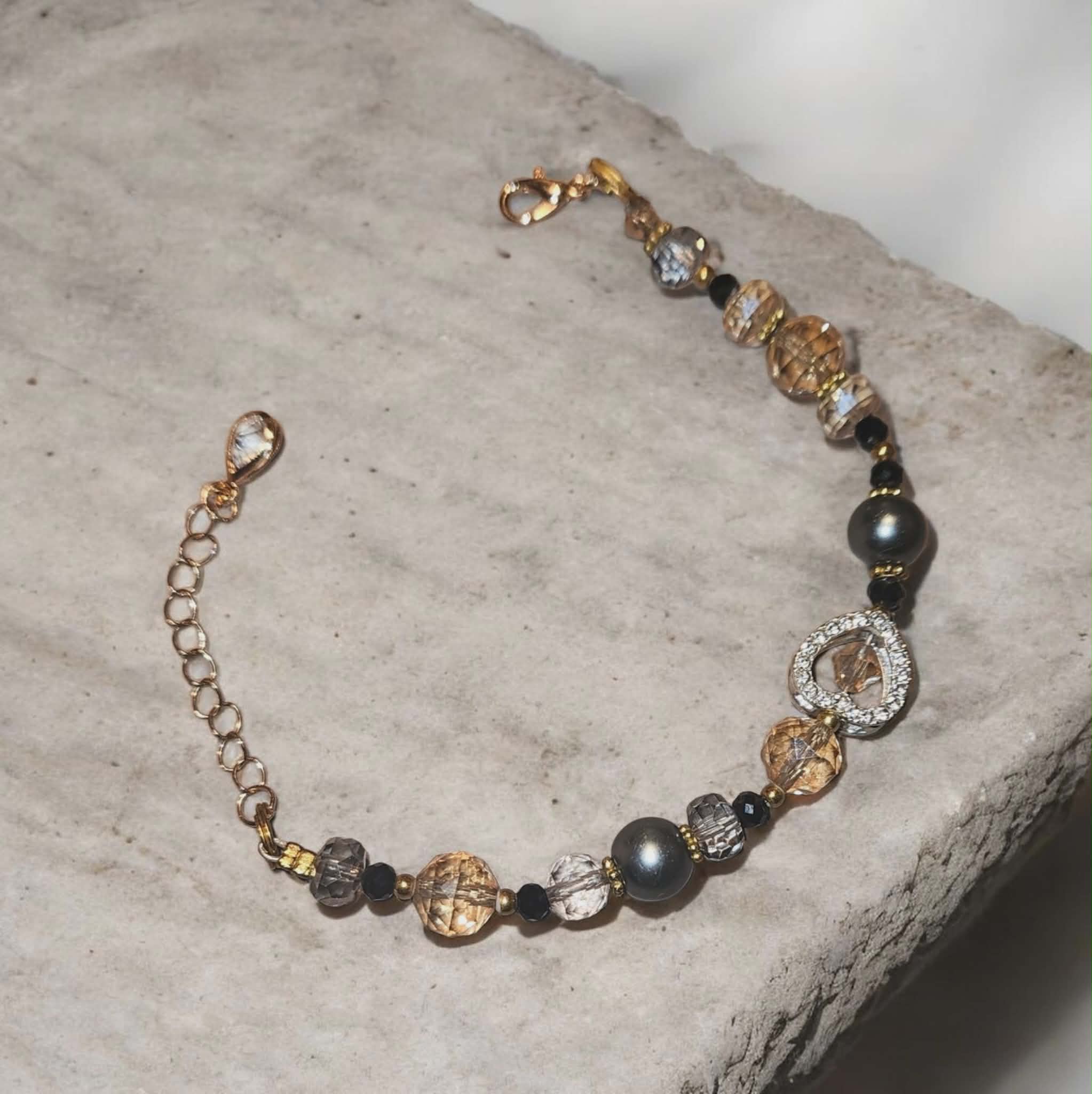 Armband Goud Blauw Glaskralen